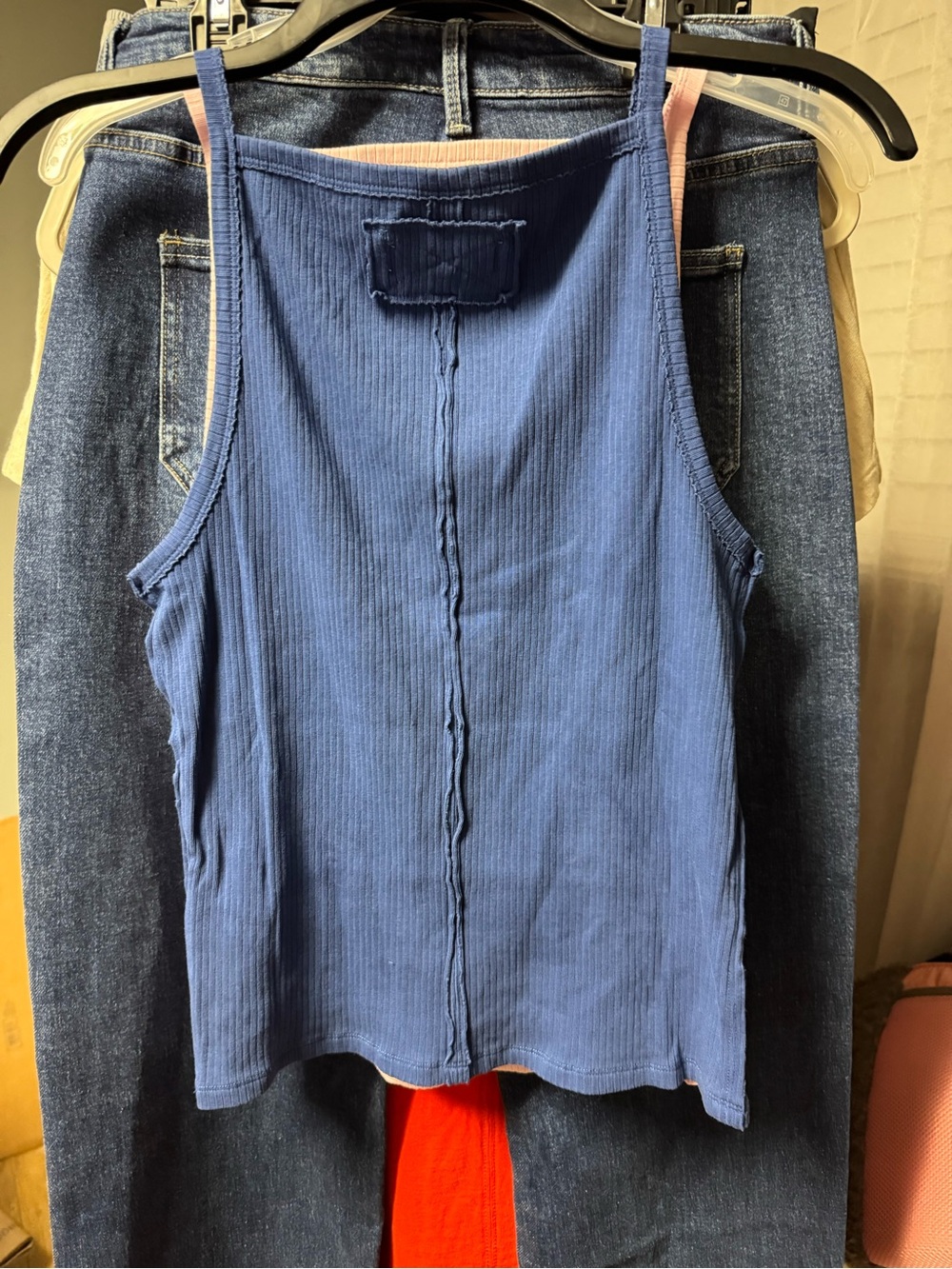 We The Free Mia High Square Neck Sleeveless Tank Top in Bell Weather Navy NWOT - Picture 6 of 8